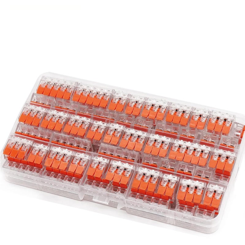 HTCELLE Lever Wire Connectors,80 Pcs Wire Connector Assortment Pack Compact Splicing Connector Kit for Electrical Wires Solid Stranded Flexible Wires, 2 Port, 3 Port,4 Port, 5 Port - Image 1